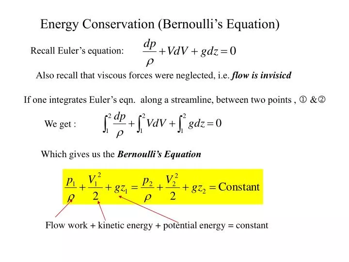 PPT - Energy Conservation (Bernoulli’s Equation) PowerPoint ...