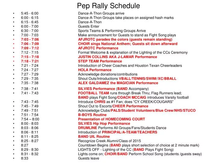 PPT Pep Rally Schedule PowerPoint Presentation, free download ID