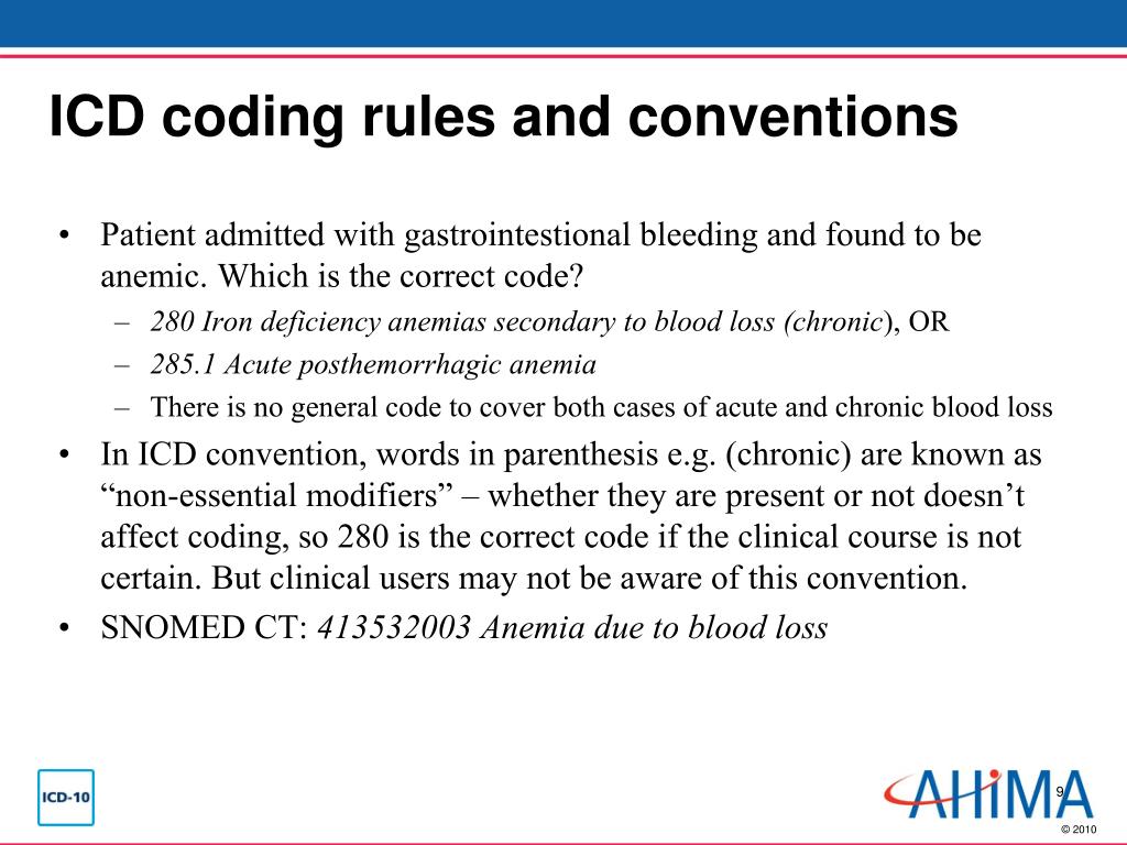 Icd 10 Cm Code For Acute On Chronic Blood Loss Anemia