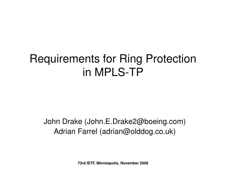 PPT Requirements for Ring Protection in MPLSTP PowerPoint Presentation ID6598784