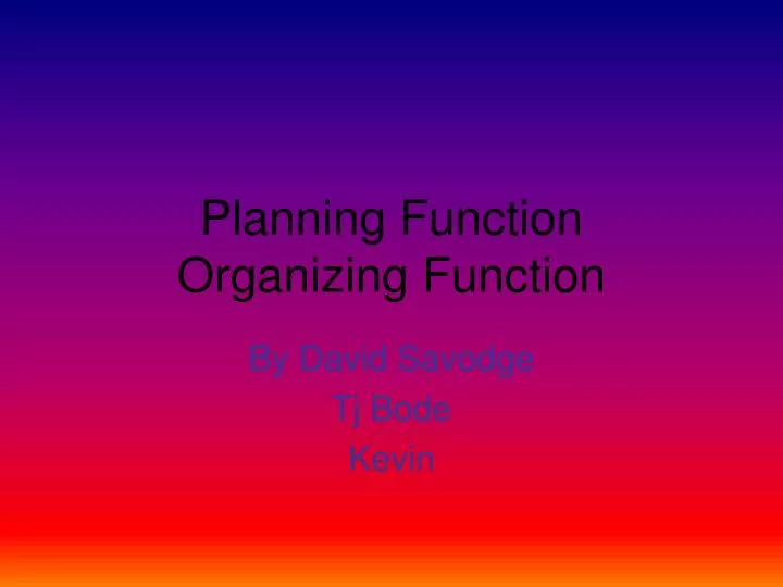 planning function organizing function n.