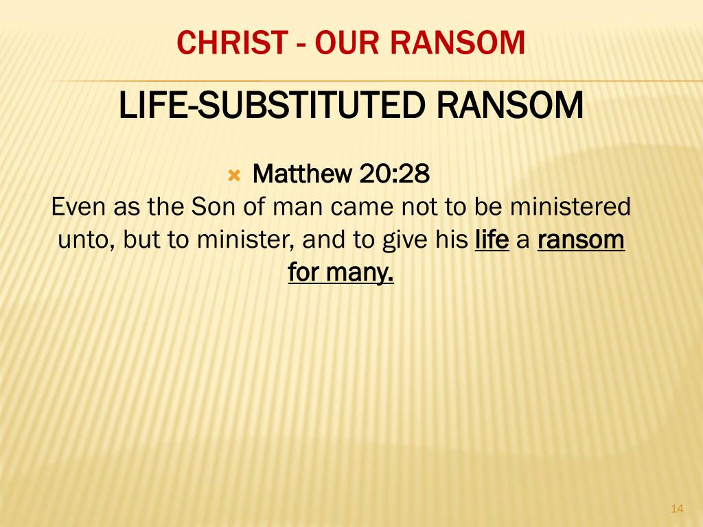 A Ransom For Many PPT - Original Charts By: Donnie S. Barnes, Th.D. Minister Church of ...