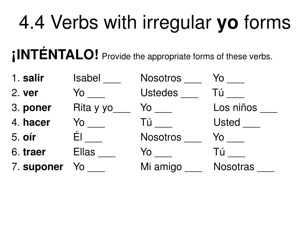 spanish yo forms to go