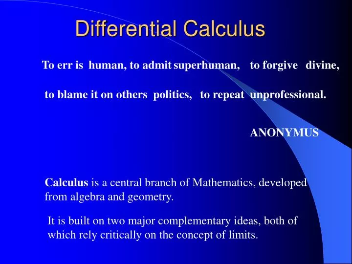 PPT - Differential Calculus PowerPoint Presentation, free download - ID ...