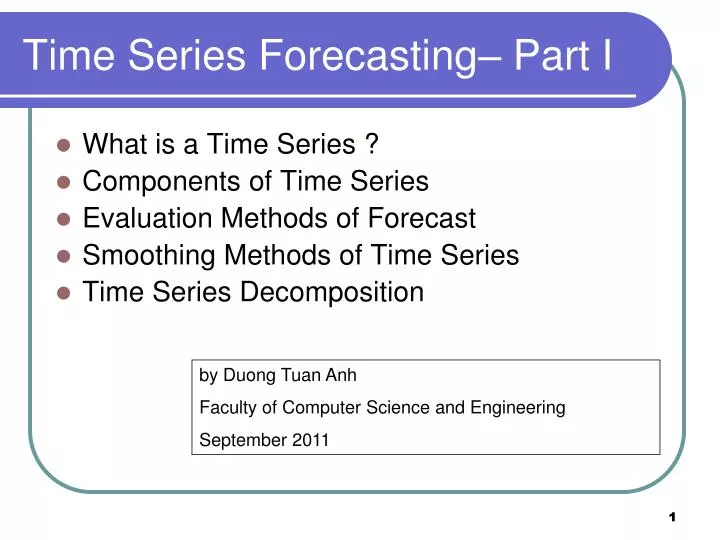 time series forecasting part i n.