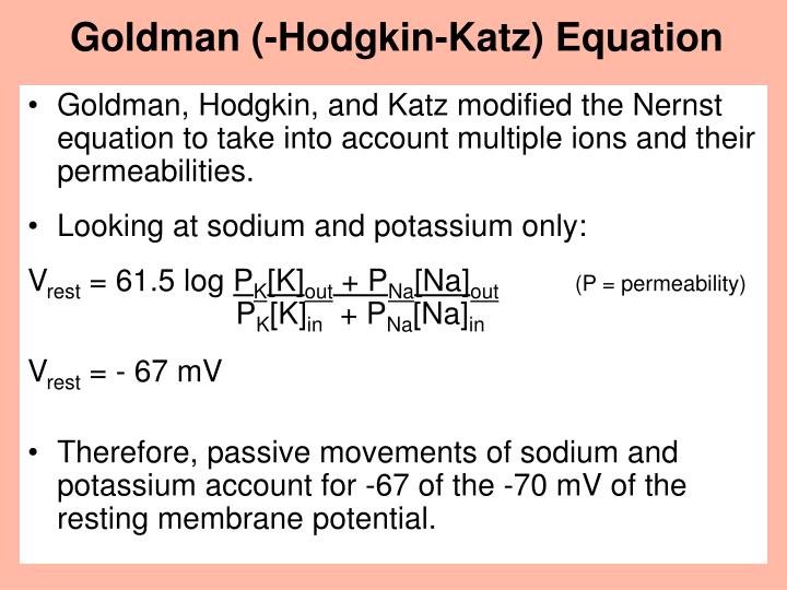 Goldman Hodgkin Katz Current Equation