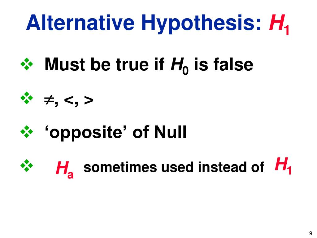 null hypothesis ho and ha