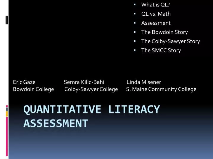 PPT Quantitative Literacy assessment PowerPoint Presentation, free