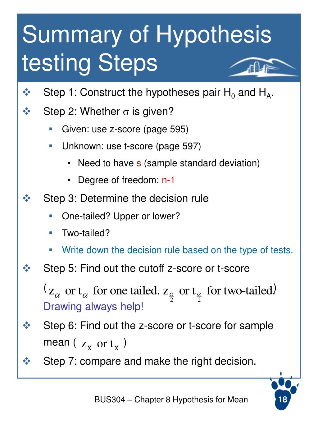 5 steps hypothesis testing