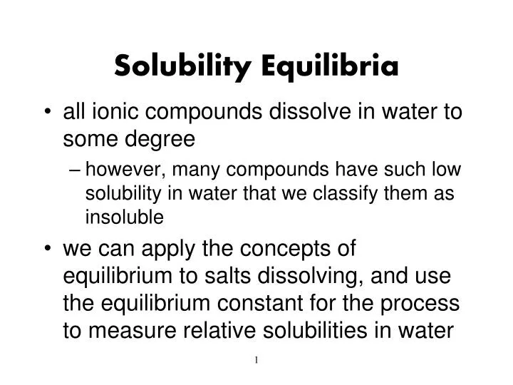solubility equilibria n.