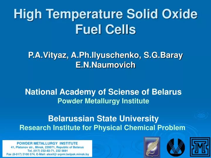 high temperature solid oxide fuel cells n.