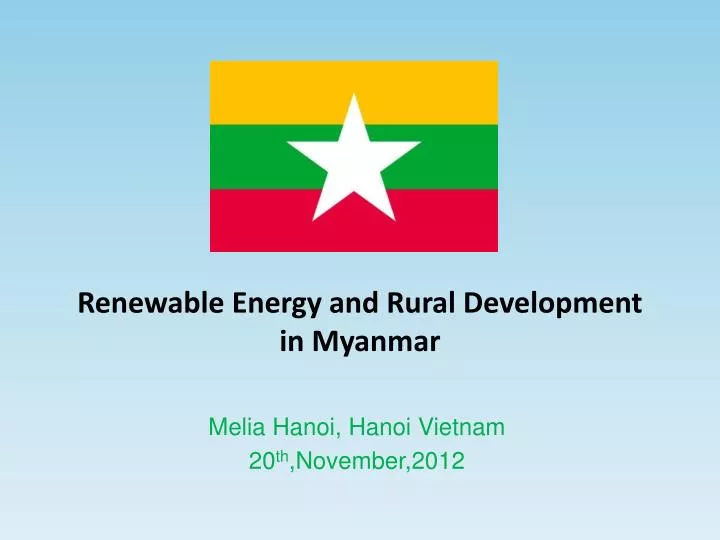 renewable energy and rural development in myanmar n.