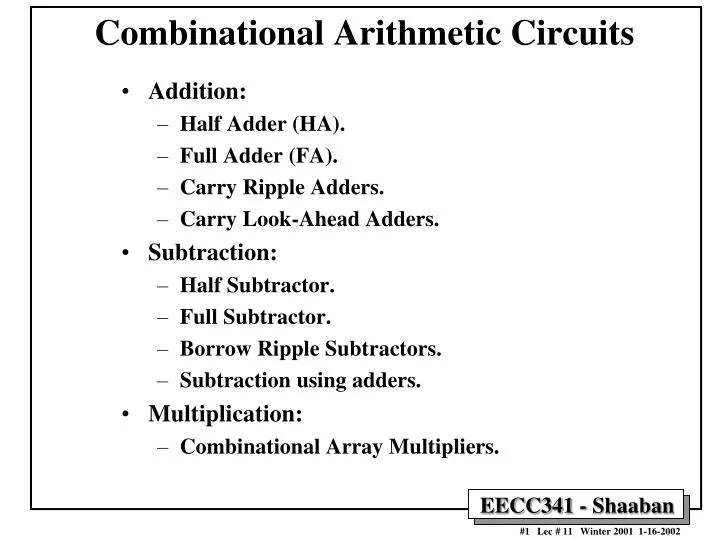 combinational arithmetic circuits n.