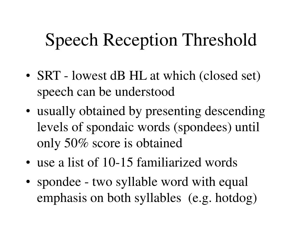 definition speech reception threshold