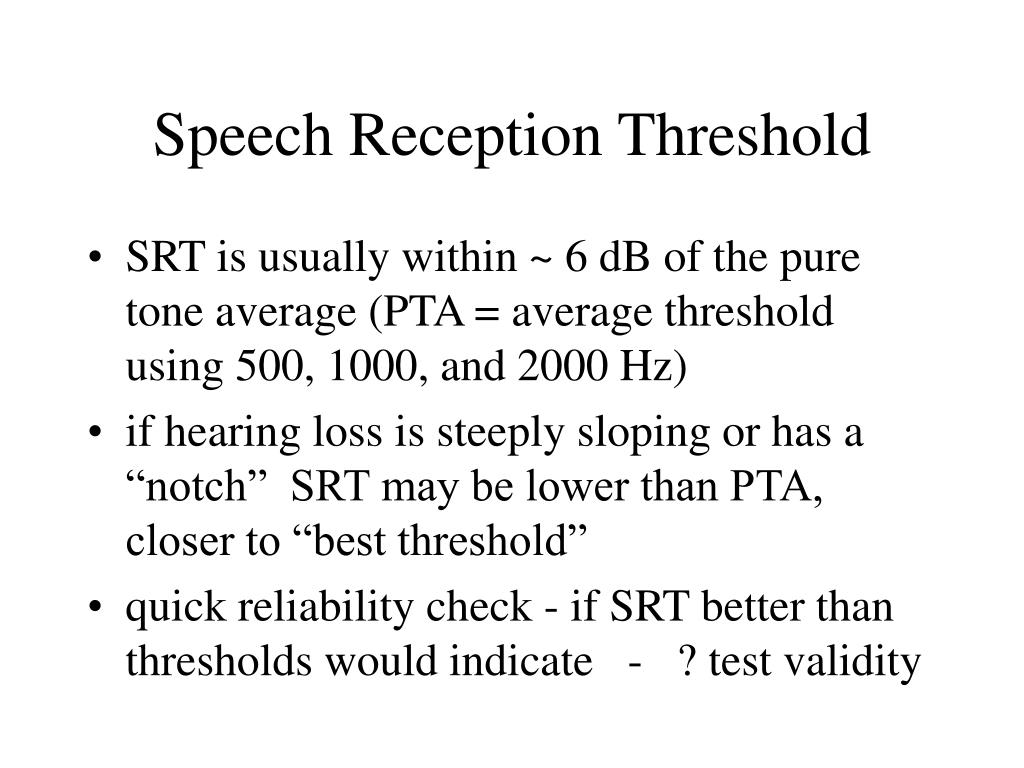 definition of speech reception threshold