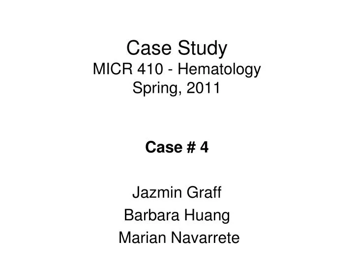 Hematology case studies for students university of delaware
