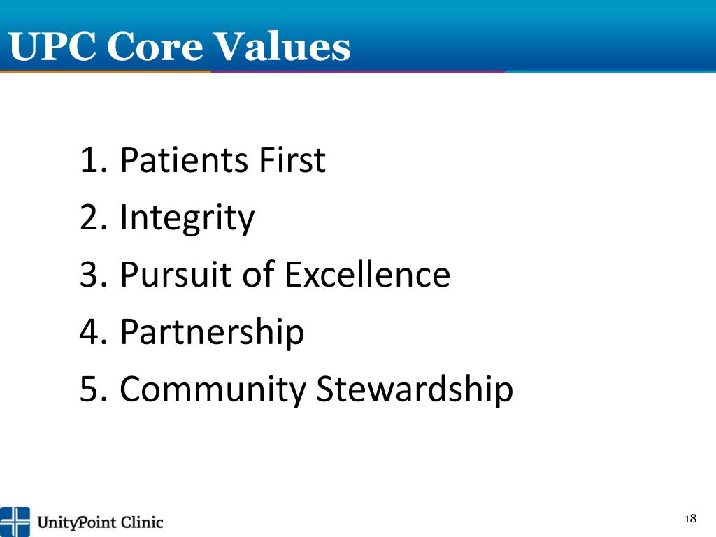 Unitypoint Core Values PPT - Erick J. Laine, MD Executive Vice President and Chief Operating ...