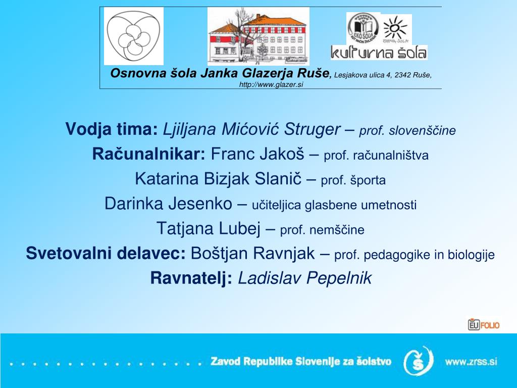 PPT - Predstavitev dela z E-listovnikom na OŠ Janka Glazerja Ruše  Ljubljana, 3. 12. 2013 PowerPoint Presentation - ID:6613960