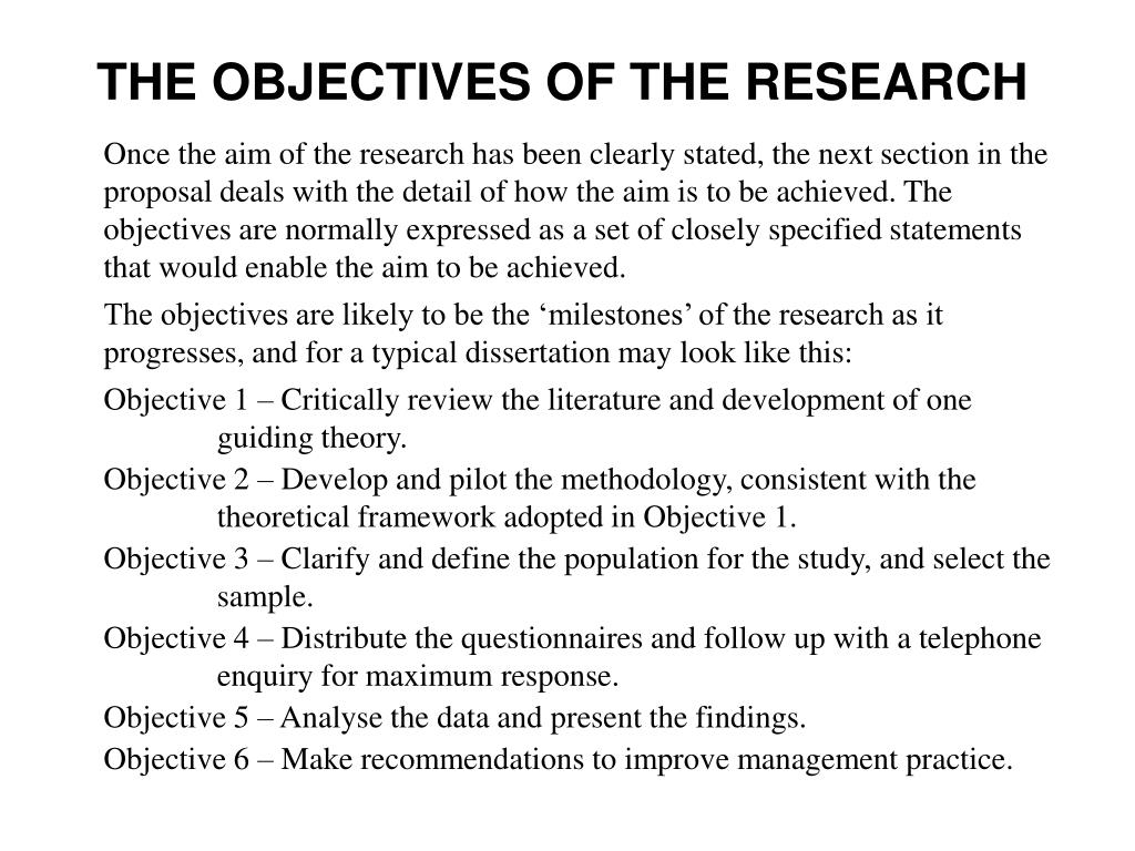 objectives section of research proposal