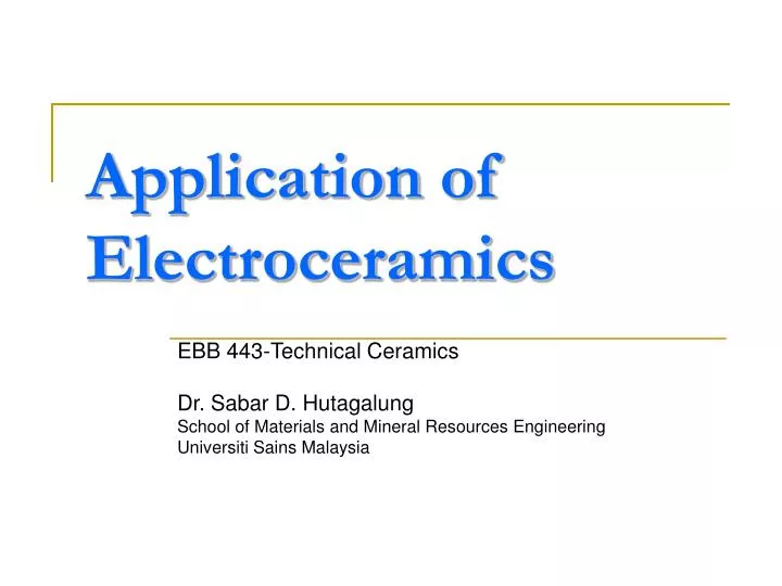 application of electroceramics n.
