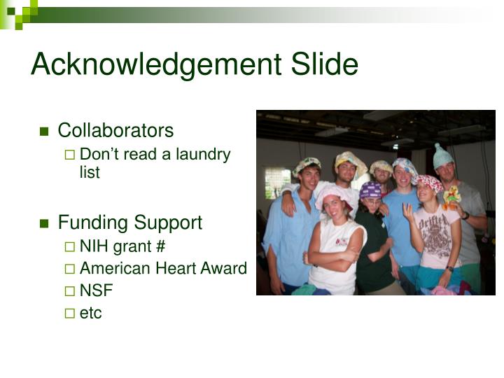 acknowledgement slide scientific presentation