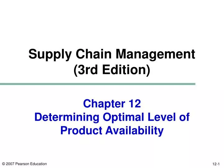 PPT Chapter 12 Determining Optimal Level of Product Availability PowerPoint Presentation ID