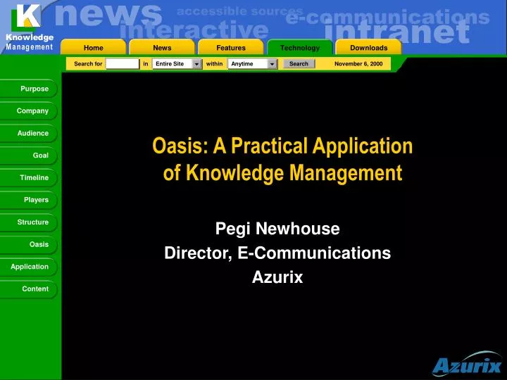 oasis a practical application of knowledge management n.