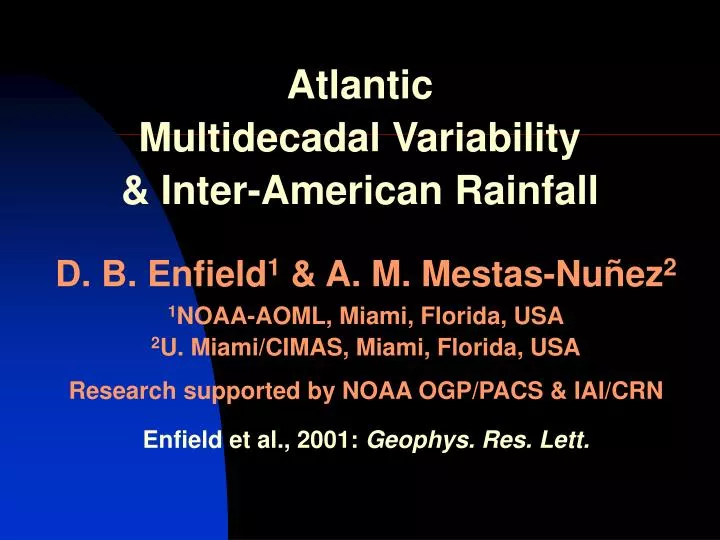 atlantic multidecadal variability inter american rainfall n.