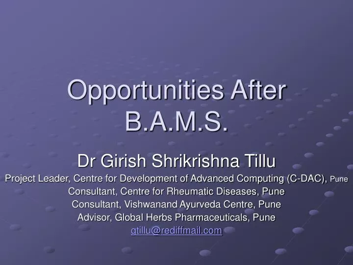 opportunities after b a m s n.