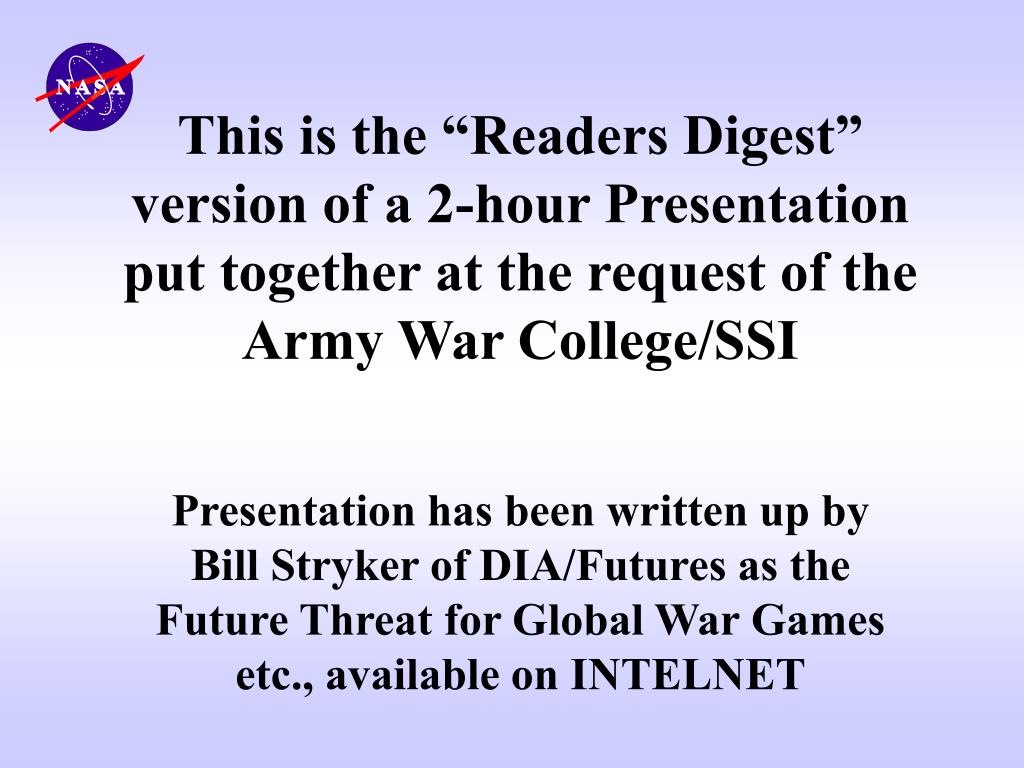 PPT Future Strategic Issues/Future Warfare [Circa 2025] PowerPoint