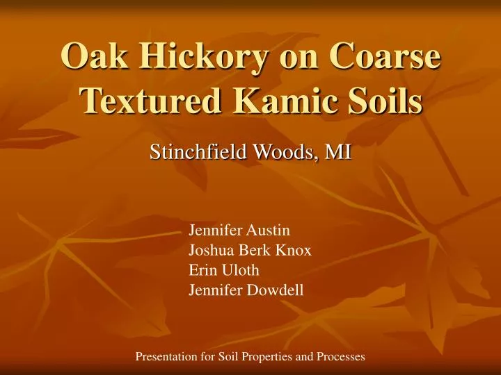 oak hickory on coarse textured kamic soils n.
