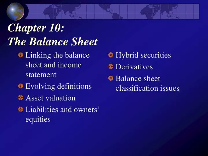 chapter 10 the balance sheet n.
