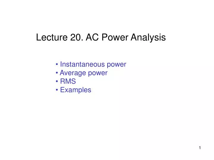 Ppt Instantaneous Power Average Power Rms Examples Powerpoint Presentation Id 6624542