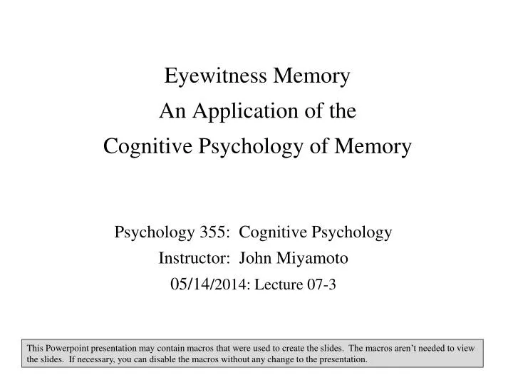 eyewitness memory psychology essay