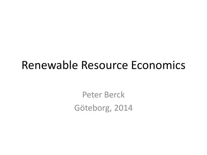 renewable resource economics n.