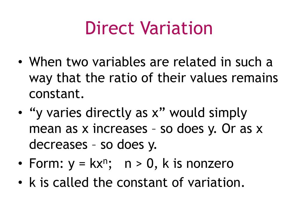 PPT - 3.8 – Direct, Inverse, and Joint Variation PowerPoint ...