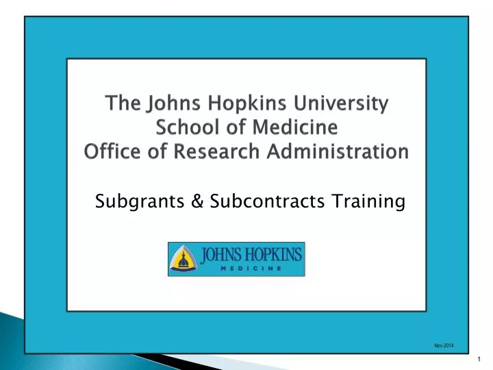 PPT The Johns Hopkins University School of Medicine Office of