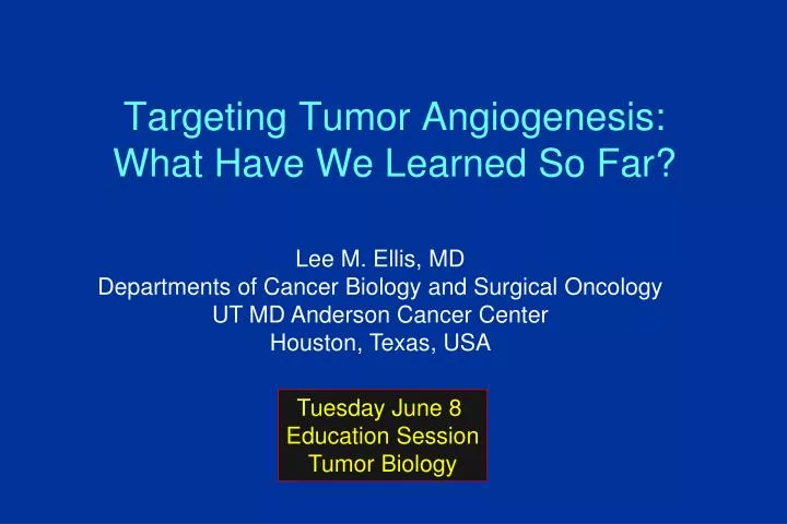 targeting tumor angiogenesis what have we learned so far n.