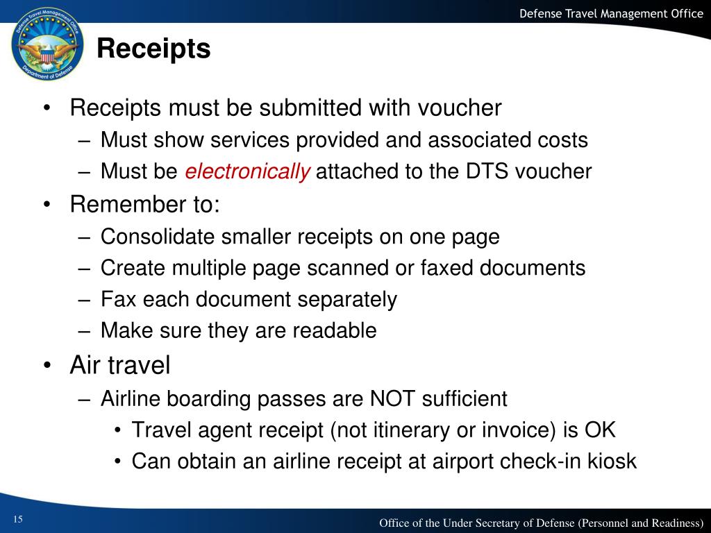 defense travel system airline receipt