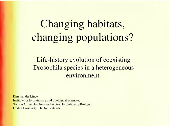 PPT Changing habitats, changing populations? PowerPoint Presentation
