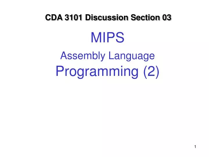PPT - MIPS Assembly Language Programming (2) PowerPoint Presentation ...