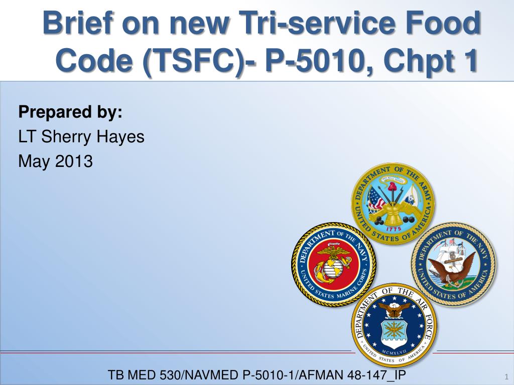 PPT Brief on new Triservice Food Code (TSFC) P5010, Chpt 1