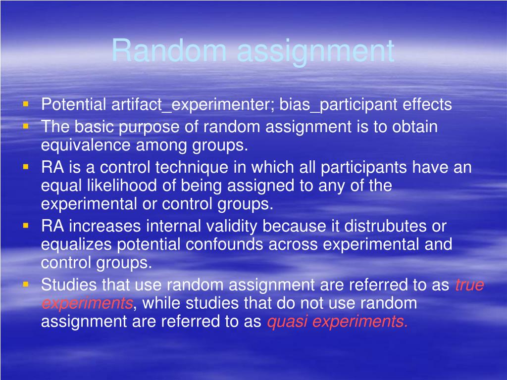 why does random assignment establish cause and effect