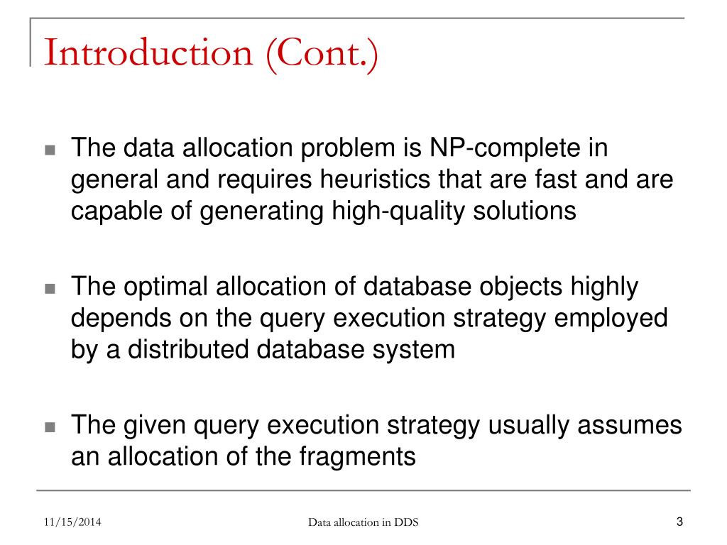 database allocation approach