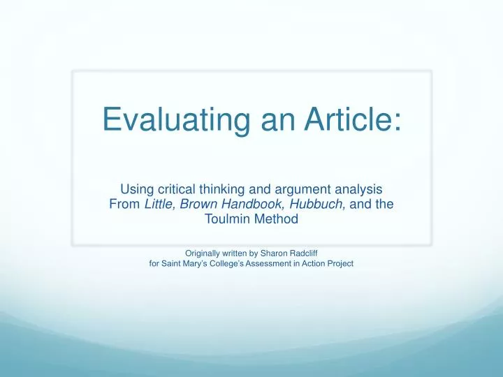 evaluating an article n.