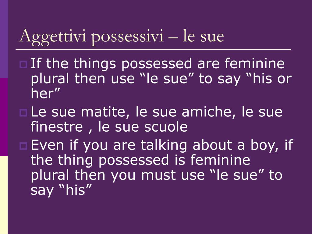 PPT Gli aggettivi possessivi Possessive adjectives PowerPoint Presentation ID6637461