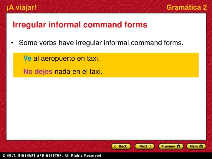 PPT Informal Commands Of Spelling change And Irregular Verbs 