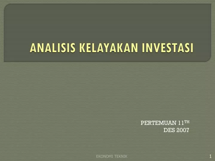 PPT - ANALISIS KELAYAKAN INVESTASI PowerPoint Presentation, Free ...