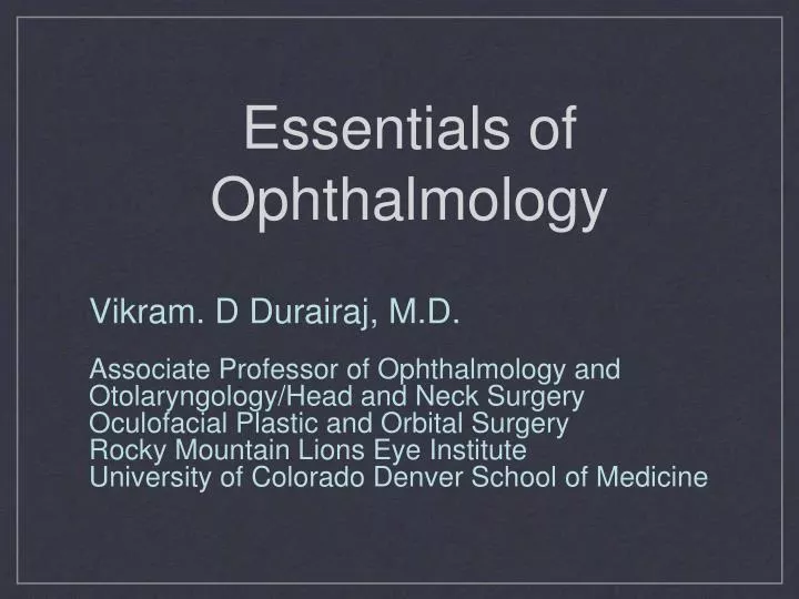 essentials of ophthalmology n.