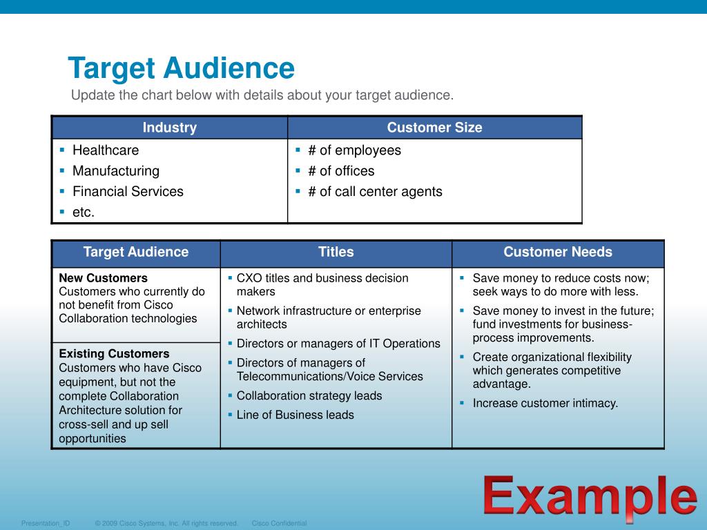 business plan target audience example